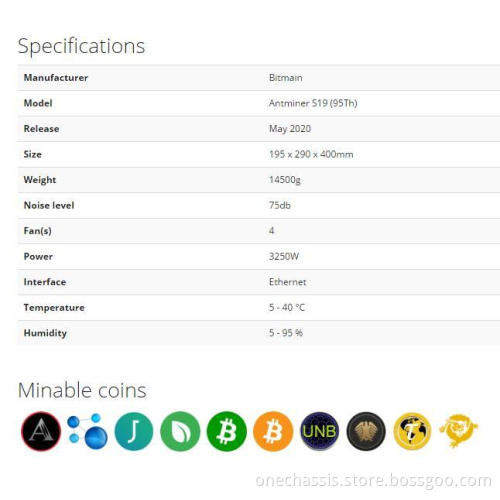 2021 Bitmain Antminer S19 95t Antminer Miner Hotsale